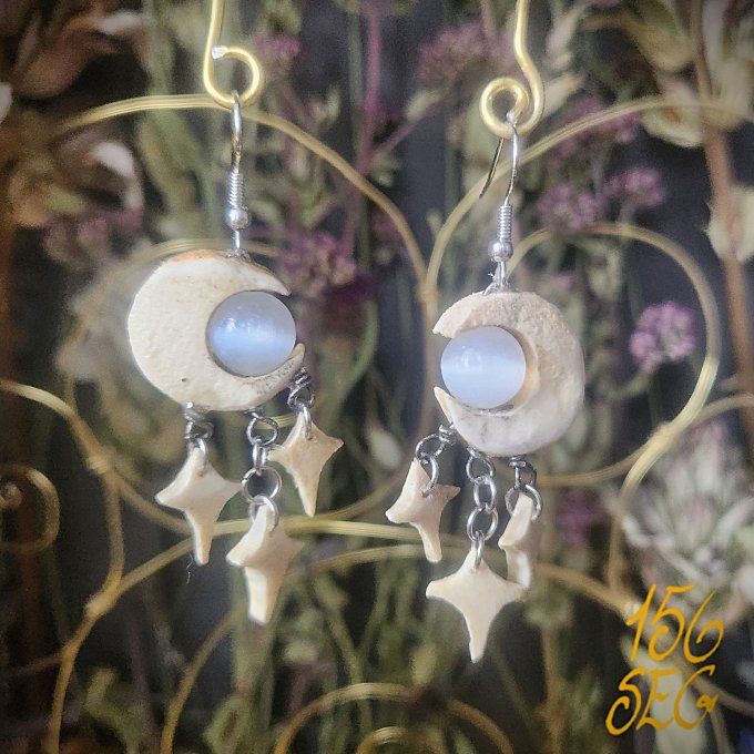 Boucles d'oreilles Lune d'Os
